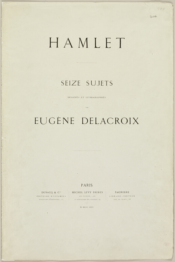 Hamlet — Laertes in Ophelia's Grave, title page and table of contents from Hamlet