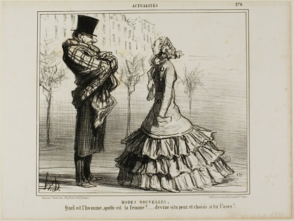 The New Fashion. Which is the man, which is the woman?... make your guess if you can and choose if you dare, plate 270 from Actualités