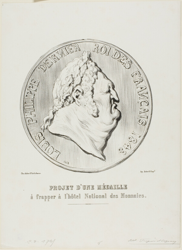 Louis-Philippe, Last King if the French 1848. Design for a medal to be manufactured by the National Mint