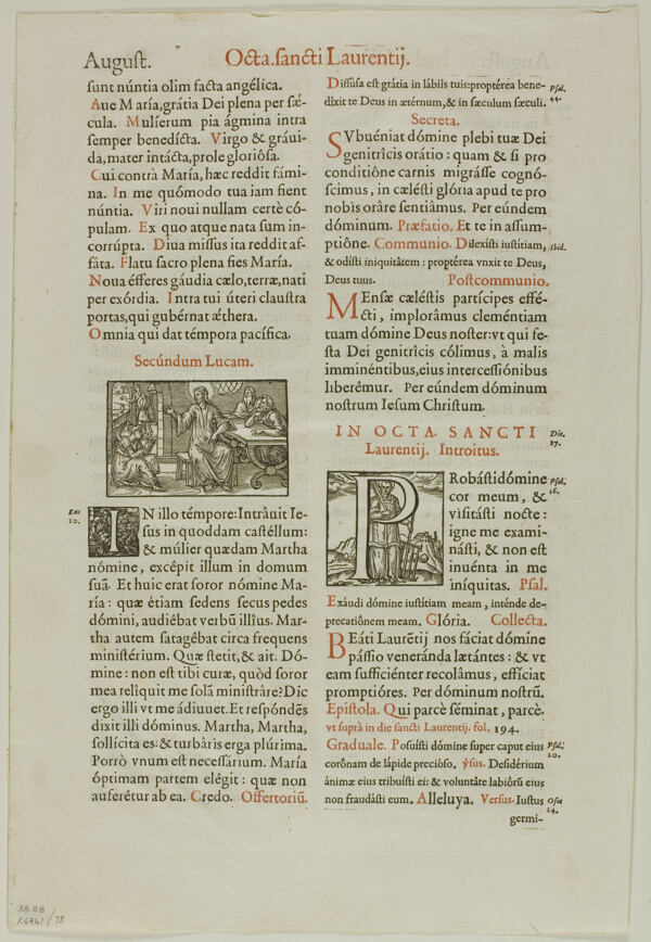 Illustrations from Missale secundum ritum et ordinem sacri ordinis Praemonstratensis, plate 73 from Woodcuts from Books of the XVI Century