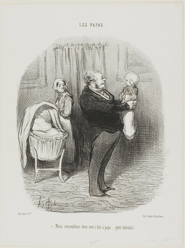 “- We really look like Papa, don't we... little Cherub!,” plate 14 from Les Papas