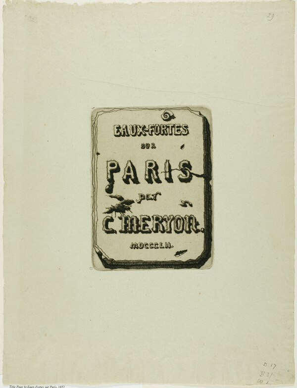 Title Page to Eaux-Fortes sur Paris