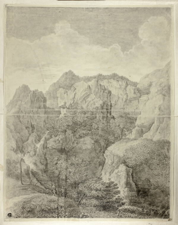 Mountain Landscape with Two Figures in Foreground