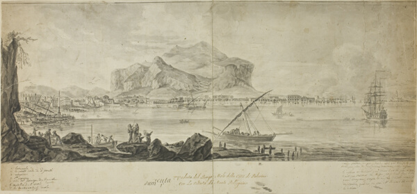 View of the City and Harbor of Palermo with a View of Monte Pellegrino