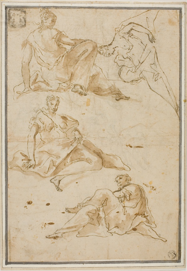 Sketches of Four Draped Female Figures (for Pendentives)