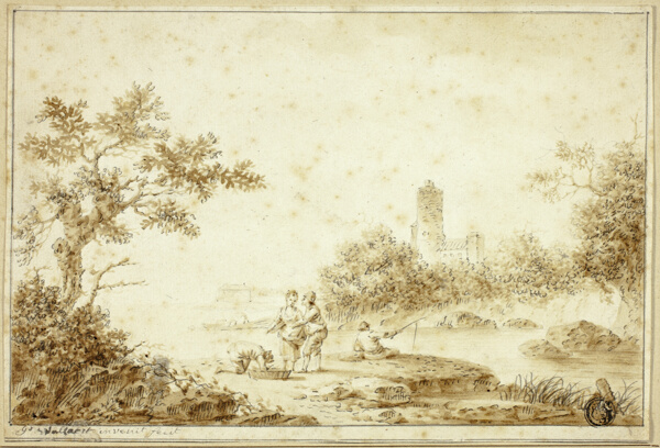 Landscape with Figures by Stream