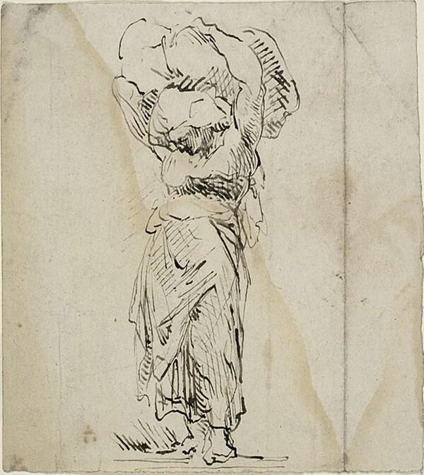 Standing Female Figure Carrying a Large Bundle