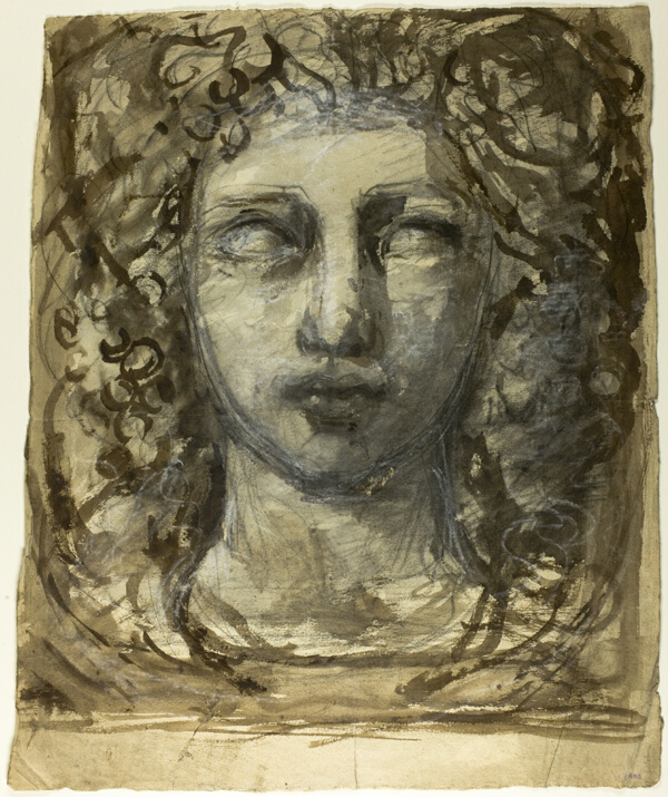 Study of Female Head (recto); Classical Male Head (verso)