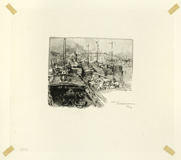 Villette Dock, plate five from Le Long de la Seine et des Boulevards