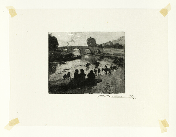 The Horse Pond at the Pont Marie, plate ten from Le Long de la Seine et des Boulevards