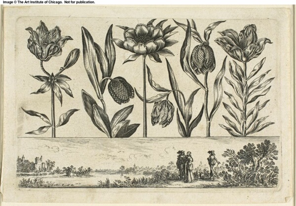 Flowers and Landscape, from Livre Nouveau de Fleurs...