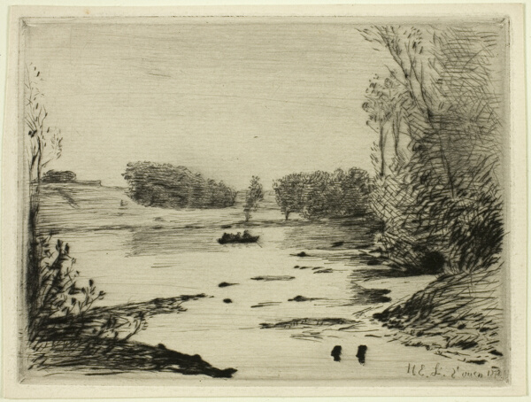 River Scene with Rowers
