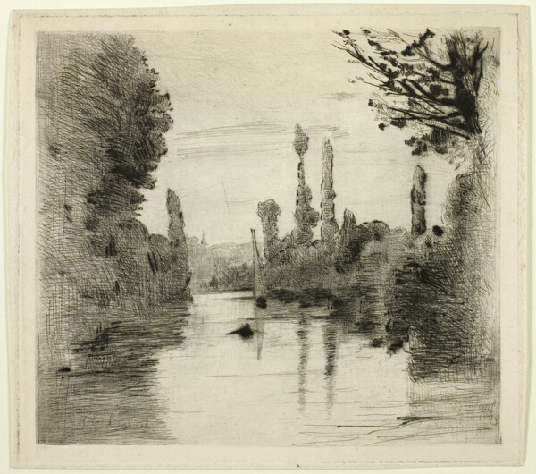 River Scene with Boat (Large plate)
