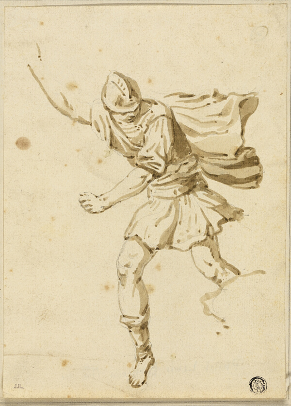 Running Roman Warrior, Pointing Upwards with Right Hand