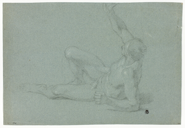 Academic Male Nude in Semi-Reclining Position (recto and verso)