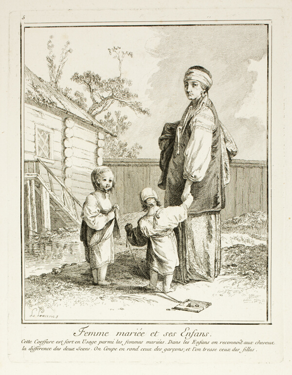 Married Woman and her Children, plate five from Divers Habillements des Peuples du Nord
