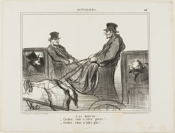 Paid By the Minute. “- Driver, you are hardly moving! - Driver, you are not moving at all!,” plate 447 from Actualités