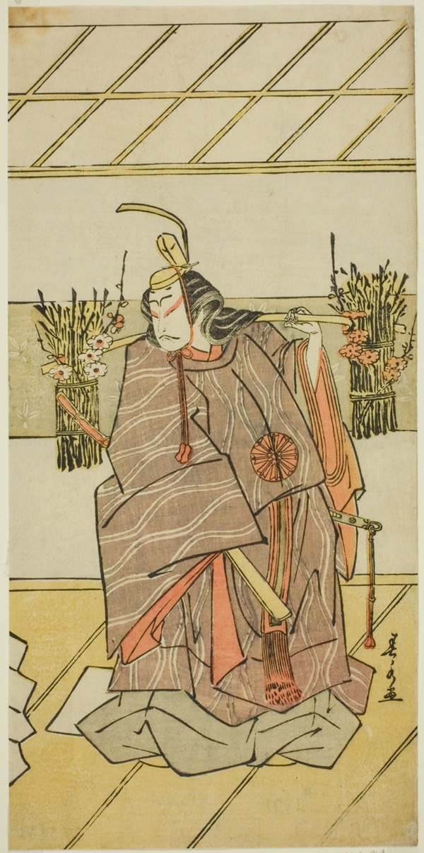The Actor Nakamura Tomijuro I as the Spirit of Taira no Masakado Disguised as Otomo no Kuronushi in the Play Shida Yuzuriha Horai Soga, Performed at the Morita Theater in the First Month, 1775