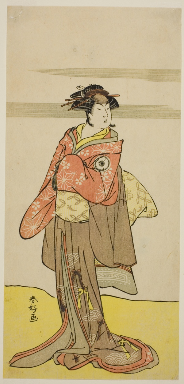 The Actor Iwai Hanshiro IV as Hitomaru Disguised as the Geisha Oshun in the Play Edo no Hana Mimasu Soga, Performed at the Nakamura Theater in the Third Month, 1783