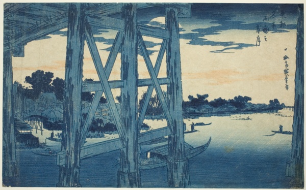 Twilight Moon at the Ryogoku Bridge (Ryogoku no yoizuki), from the series 
