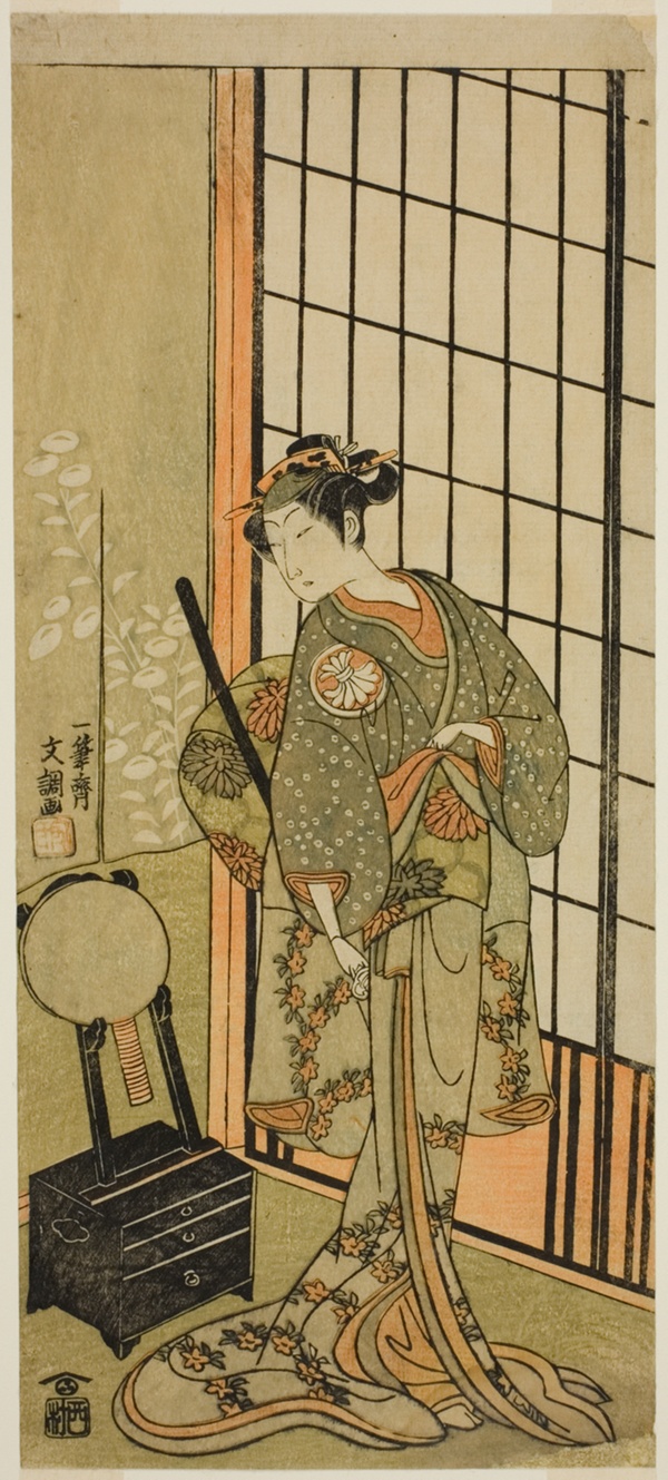 The Actor Segawa Kikunojo II as Princess Hitomaru (Hitormaru Hime) (?) in te Play Soga Moyo Aigo no Wakamatsu (?), Performed at the Nakamura Theater (?) in the First Month, 1769 (?)