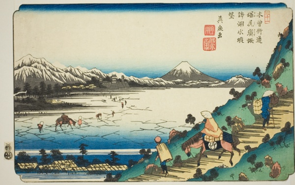 No. 31: View of Lake Suwa from Shiojiri Pass (Sanjuichi: Shiojiri toge Suwa no kosui chobo), from the series 