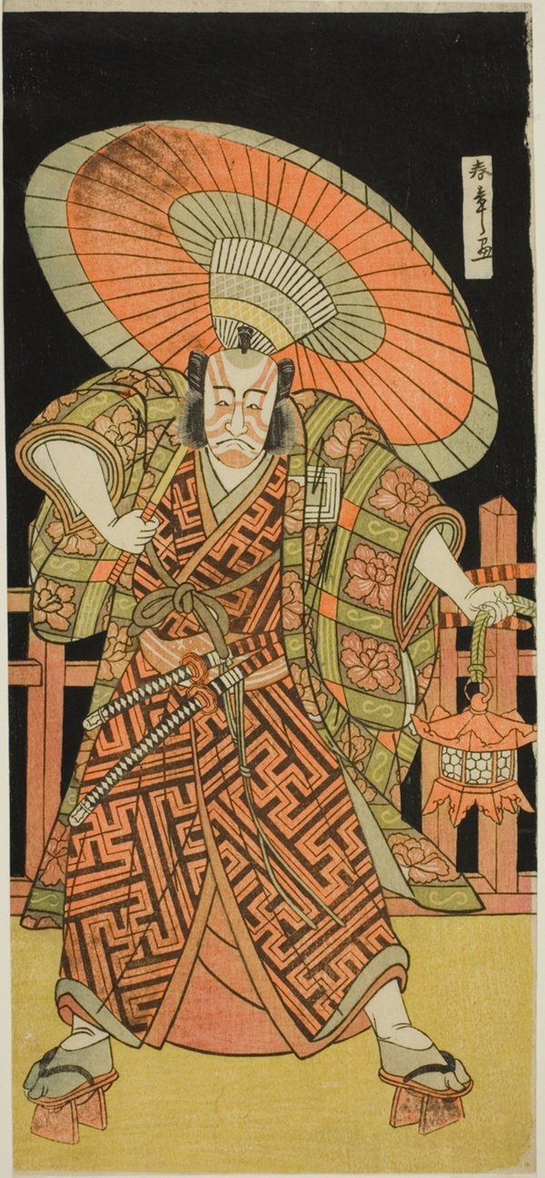 The Actor Ichikawa Danjuro V as Kazusa no Gorobei Tadamitsu in the Play Kitekaeru Nishiki no Wakayaka, Performed at the Nakamura Theater in the Eleventh Month, 1780