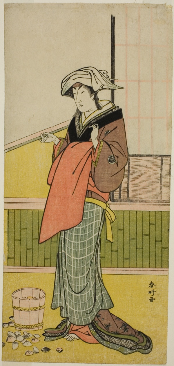 The Actor Nakamura Riko I as Moshio (?) in the Play Honda Yayoi Meoto Junrei (?), Performed at the Ichimura Theater (?) in the Seventh Month, 1778 (?)