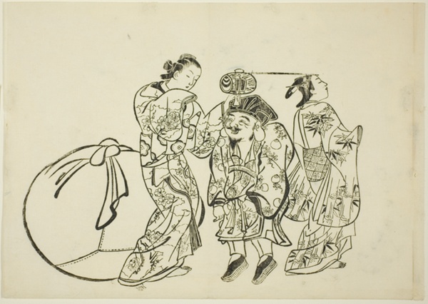 Measuring Daikoku's height, no. 5 from a series of 12 prints