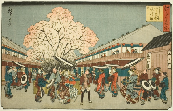 Cherry Blossom Day on the Nakanocho of the Yoshiwara (Yoshiwara Nakanocho Sakura no monbi), from the series 