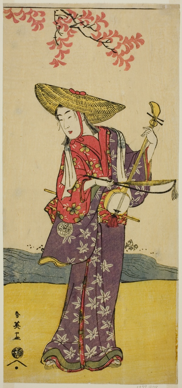The Actor Sawamura Tamagashira as a Strolling Musician in the Play Dai Danna Kanjincho, Performed at the Kawarazaki Theater in the Eleventh Month, 1790