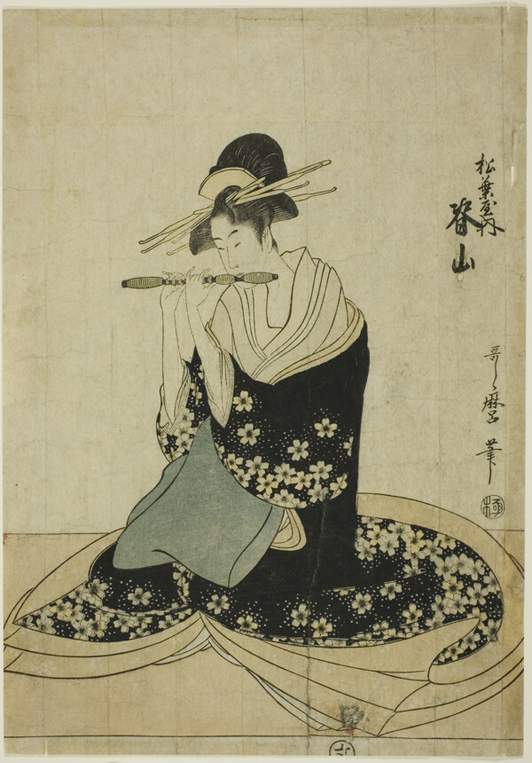 The Courtesan Seyama of the Matsubaya, from an untitled series of courtesans of the Matsubaya as five musicians