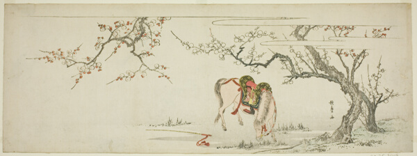 Horse beneath a Flowering Plum Tree