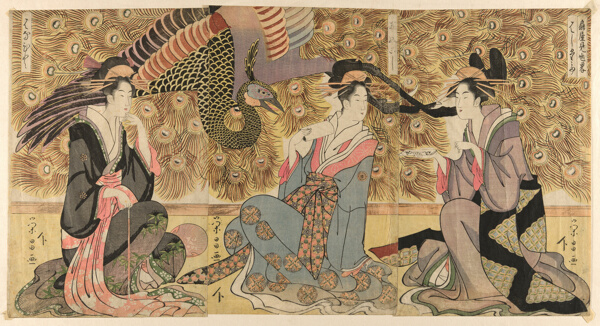 A parody of courtesans on display at the Ogiya (Ogiya mise yatsushi)