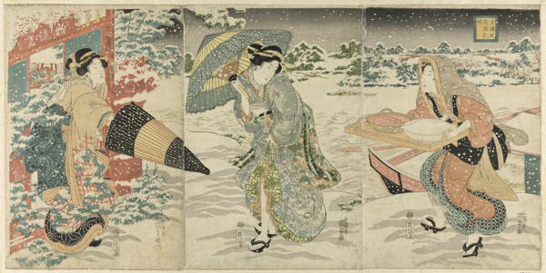 Parody of Liu Bei (J: Gentoku) Visiting Zhuge Liang (J: Komei) in Wind and Snow (Gentoku fusetsu ni Komei o tazureru)