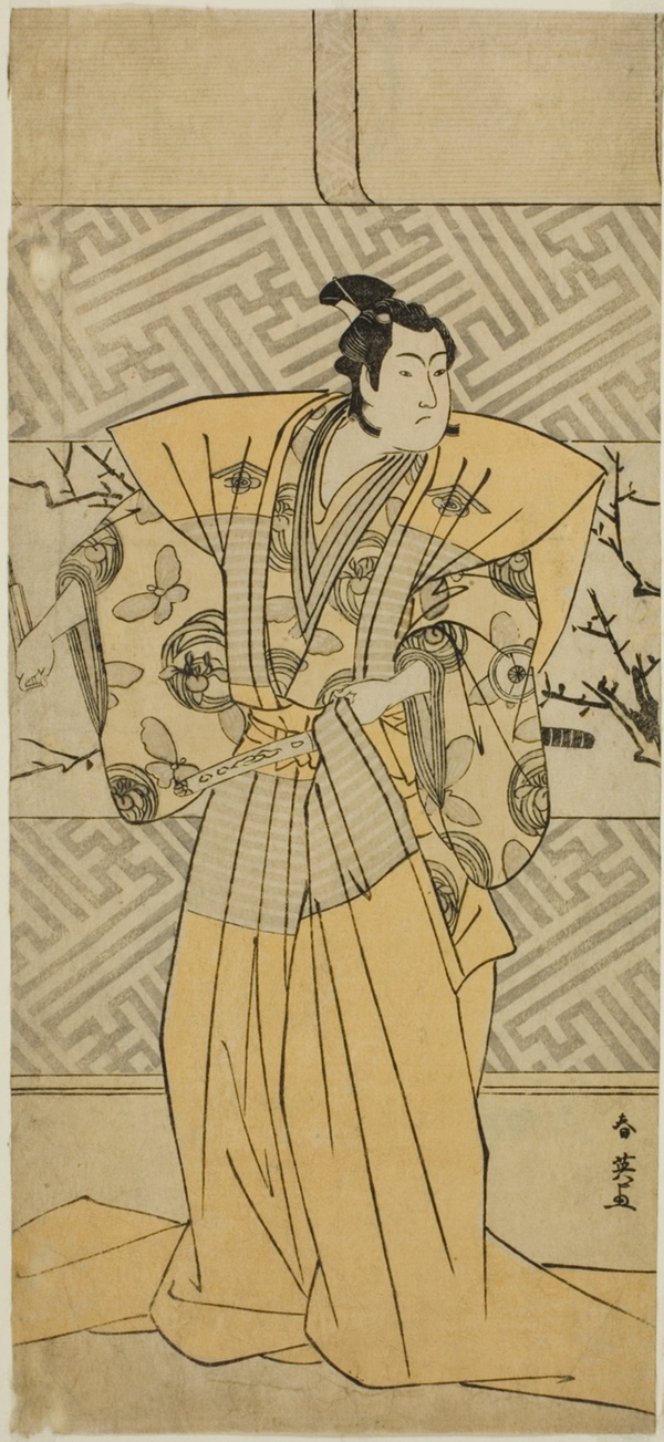 The Actor Iwai Hanshiro IV as Soga no Goro Tokimune in the Play Koi no Yosuga Kanegaki Soga, Performed at the Ichimura Theater in the First Month, 1789