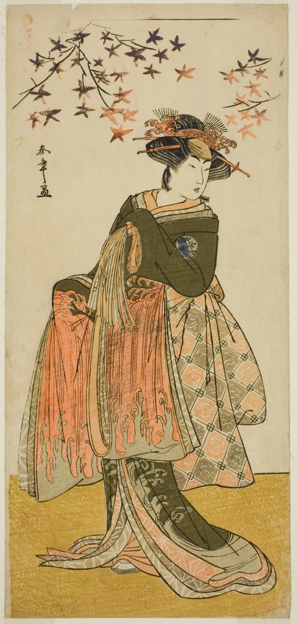 The Actor Nakayama Tomisaburo I as the Geisha Yukino (or Oyuki?) in the Play Kabuki no Hana Bandai Soga, Performed at the Ichimura Theater in the Fourth Month, 1781