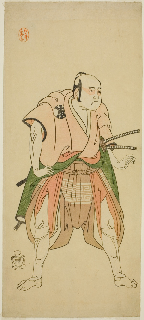 The Actor Bando Sampachi I as Yawata no Saburo (?) in the Play Shuen Soga Omugaeshi (?), Performed at the Ichimura Theater (?) in the Second Month, 1768 (?)