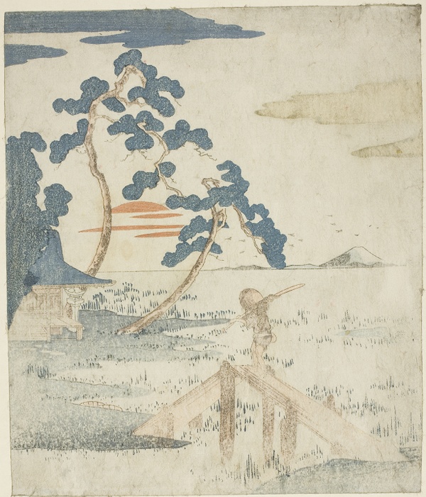 Man Crossing a Bridge as the Sun Rises, from an untitled edition (without poetry) of the illustrations for the series 