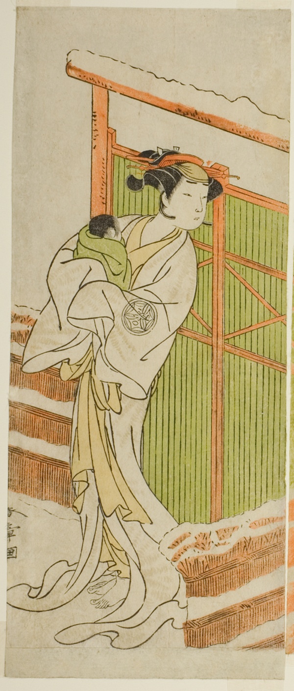 The Actor Yamashita Kinsaku II as Moshio in the Play Izu-goyomi Shibai no Ganjitsu, Performed at the Morita Theater in the Eleventh Month, 1772