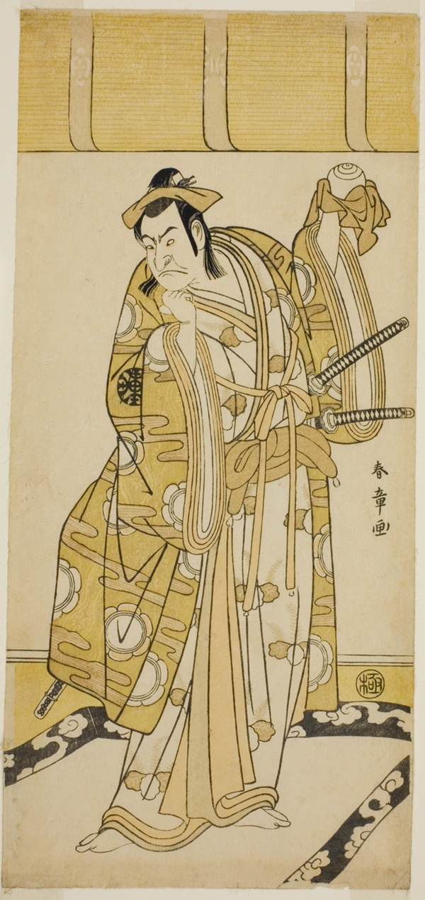 The Actor Nakamura Nakazo I as Nagao Terutora in the Play Kuruma-gakari Tekuda no Gumbai, Performed at the Ichimura Theater in the Eleventh Month, 1783