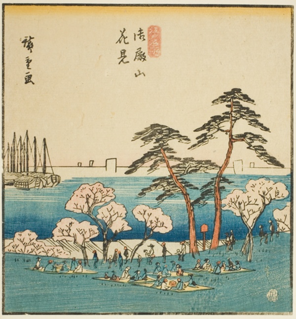 Cherry-blossom Viewing at Goten Hill (Gotenyama hanami), section of a sheet from the series 