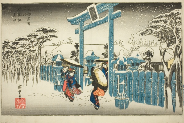 The Gion Shrine in Snow (Gionsha setchu), from the series 