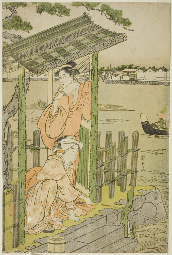 Gathering at a Teahouse on the Bank of the Sumida River