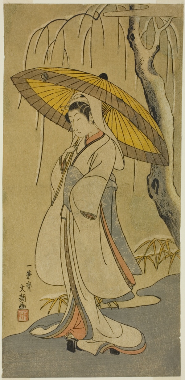 The Actor Segawa Kikunojo II as the Heron Maiden in the play 