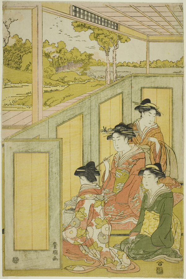 Ladies behind screen in a daimyo's mansion