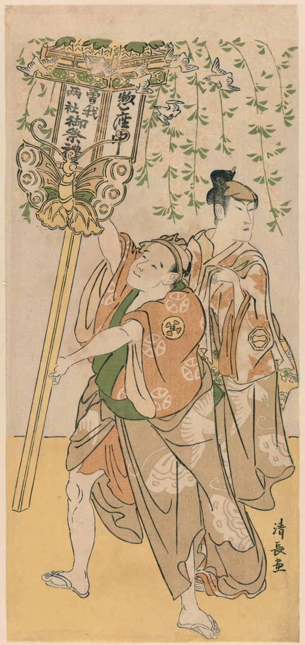 The Actors Azuma Tozo III and Otani Tokuji, from a pentaptych of eleven actors celebrating the festival of the shrine of the Soga brothers