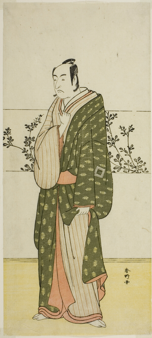 The Actor Ichikawa Monnosuke II, Possibly as Matsuya Soshichi, in the Play Chiyo no Hajime Ondo no Seto (Beginnings of Eternity: The Ondo Straits in the Seto Inland Sea) (?), Performed at the Kiri Theater from the Twenty-seventh Day of the Seventh Month, 1785