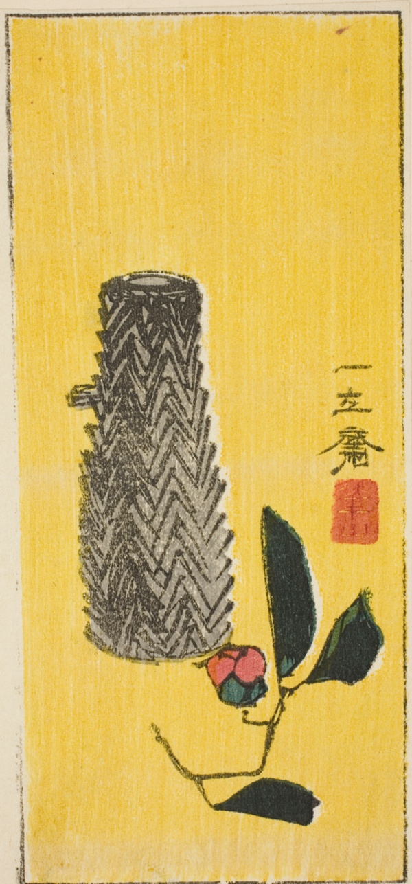 Camellia and basket, section of an untitled harimaze sheet