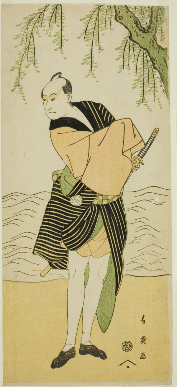 The Actor Sawamura Sojuro III as Ume no Yoshihei in the Play Suda no Haru Geisha Katagi, Performed at the Kiri Theater in the First Month, 1796